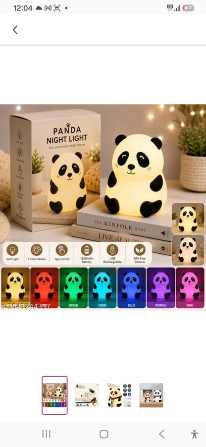 Vibevine Silicone Panda Lamp Cute Decorative Night Light 7 Colors U...